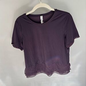 Lululemon Athletica Purple Ruffled Short Sleeve Tee